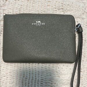 Coach Metallic Gray Wristlet
